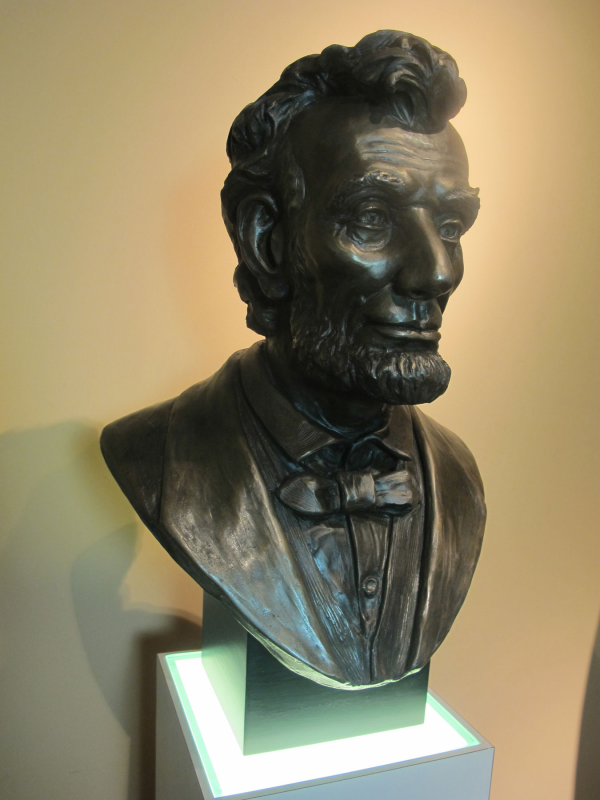 This well-crafted bust of Abraham Lincoln is completely life-like lost wax art