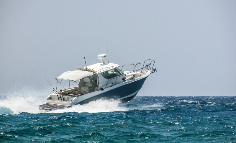 High propeller rake on boat for increased speed